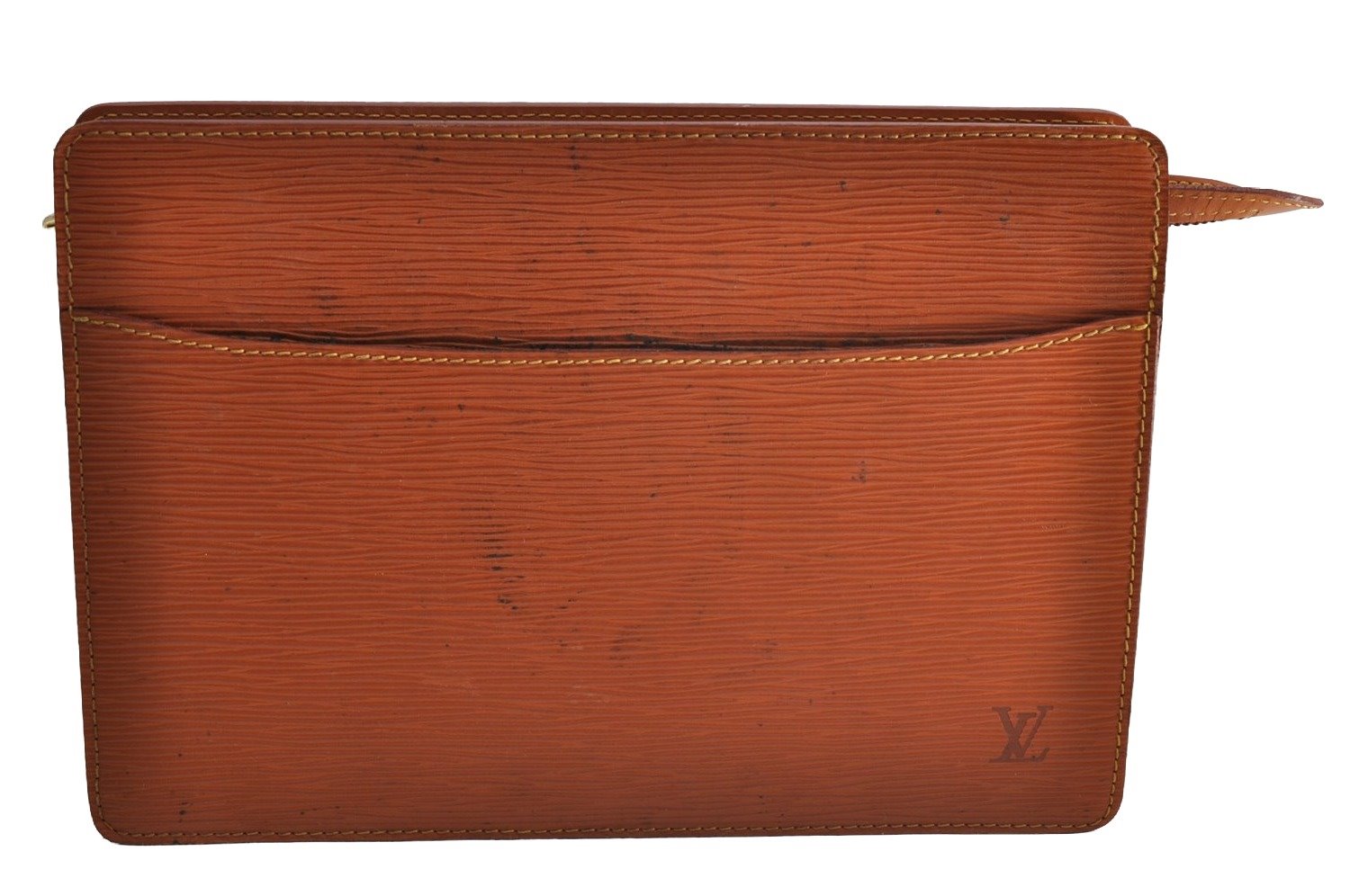 Authentic Louis Vuitton Epi Pochette Homme Clutch Hand Bag Brown M52528 LV 7276I