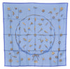 Authentic HERMES Carre 90 Scarf "Clips" Silk Blue 7279E