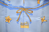 Authentic HERMES Carre 90 Scarf "Clips" Silk Blue 7279E