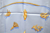 Authentic HERMES Carre 90 Scarf "Clips" Silk Blue 7279E