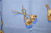 Authentic HERMES Carre 90 Scarf "Clips" Silk Blue 7279E