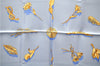 Authentic HERMES Carre 90 Scarf "Clips" Silk Blue 7279E