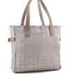 Authentic CHANEL New Travel Line Shoulder Tote Bag Nylon Leather Beige 7281C