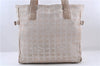Authentic CHANEL New Travel Line Shoulder Tote Bag Nylon Leather Beige 7281C