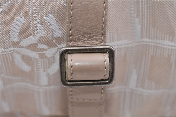 Authentic CHANEL New Travel Line Shoulder Tote Bag Nylon Leather Beige 7281C