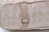 Authentic CHANEL New Travel Line Shoulder Tote Bag Nylon Leather Beige 7281C