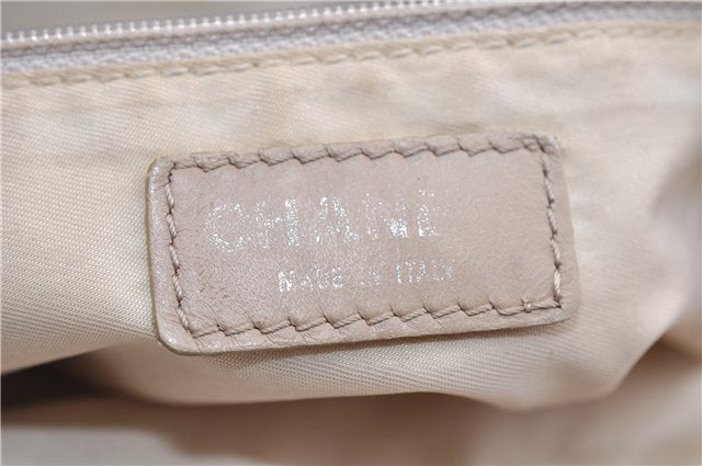 Authentic CHANEL New Travel Line Shoulder Tote Bag Nylon Leather Beige 7281C