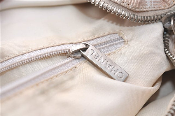 Authentic CHANEL New Travel Line Shoulder Tote Bag Nylon Leather Beige 7281C