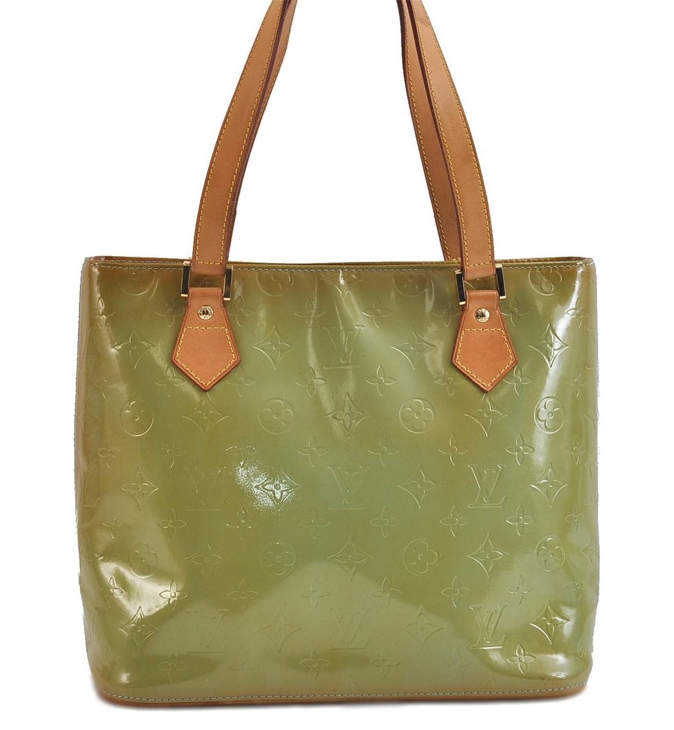 Authentic LOUIS VUITTON Vernis Houston Shoulder Bag M91005 Light Green LV 7285C