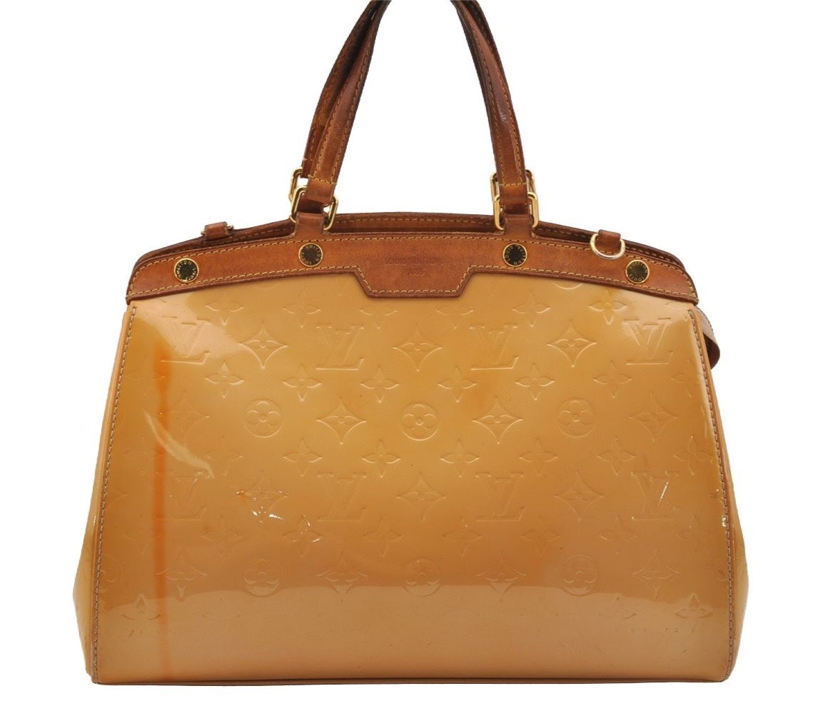 Authentic Louis Vuitton Vernis Brea MM 2Way Hand Bag Yellow M90180 LV 7287I