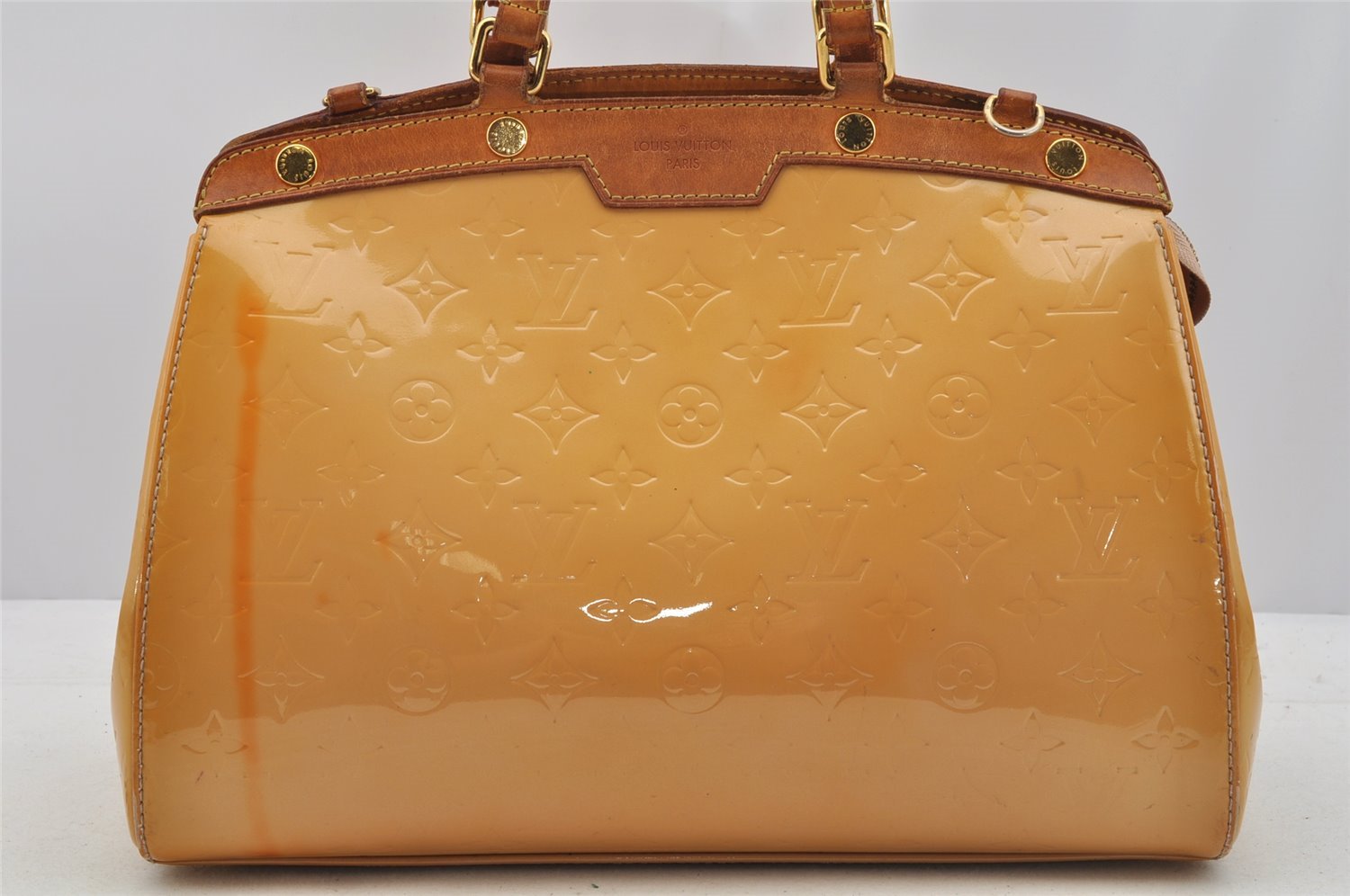 Authentic Louis Vuitton Vernis Brea MM 2Way Hand Bag Yellow M90180 LV 7287I