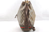 Authentic GUCCI Web Sherry Line Drawstring Bag GG PVC Leather Brown Junk 7290I