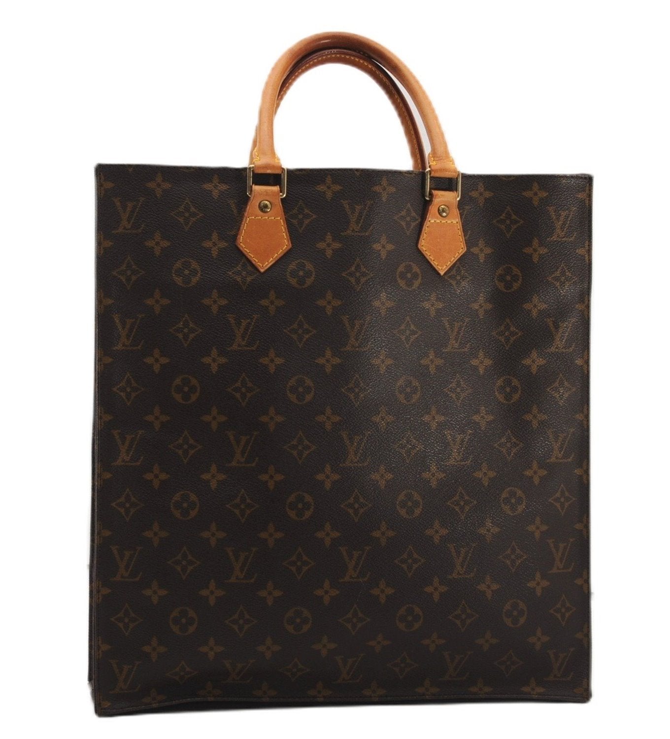 Authentic Louis Vuitton Monogram Sac Plat Hand Tote Bag M51140 LV 7293F