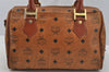 Authentic MCM Visetos Leather Vintage 2Way Shoulder Hand Bag Purse Brown 7295I