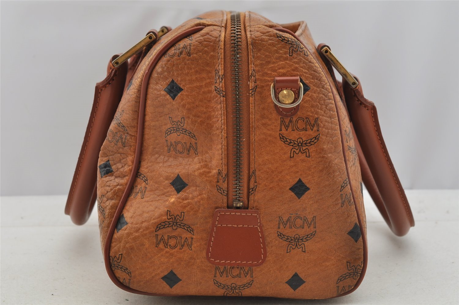 Authentic MCM Visetos Leather Vintage 2Way Shoulder Hand Bag Purse Brown 7295I