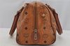 Authentic MCM Visetos Leather Vintage 2Way Shoulder Hand Bag Purse Brown 7295I