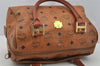 Authentic MCM Visetos Leather Vintage 2Way Shoulder Hand Bag Purse Brown 7295I