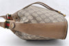 Authentic GUCCI Web Sherry Line Drawstring Bag GG PVC Leather Brown Junk 7297I