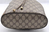 Authentic GUCCI Web Sherry Line Drawstring Bag GG PVC Leather Brown Junk 7297I