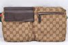 Authentic GUCCI Web Sherry Line Waist Bag GG Canvas Leather 28566 Brown 7298I