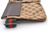 Authentic GUCCI Web Sherry Line Waist Bag GG Canvas Leather 28566 Brown 7298I