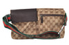 Authentic GUCCI Web Sherry Line Waist Bag GG Canvas Leather 28566 Brown 7299I