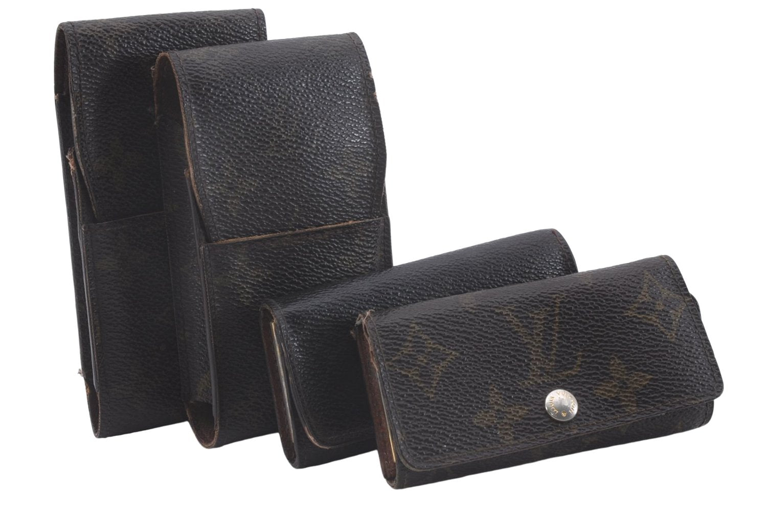 Authentic Louis Vuitton Monogram Cigarette Case Key Case 4Set LV 7303D