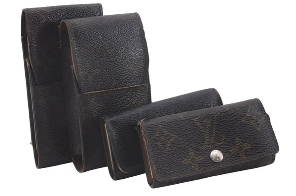 Authentic Louis Vuitton Monogram Cigarette Case Key Case 4Set LV 7303D