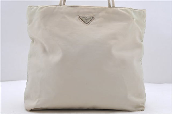 Authentic PRADA Nylon Shoulder Tote Bag Purse Ivory 7312C