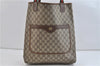 Authentic GUCCI Web Sherry Line Shoulder Tote Bag PVC Leather Brown 7331C