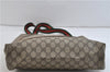 Authentic GUCCI Web Sherry Line Shoulder Tote Bag PVC Leather Brown 7331C