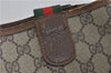 Authentic GUCCI Web Sherry Line Shoulder Tote Bag PVC Leather Brown 7331C