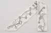 Authentic HERMES Twilly Scarf "Les Cles a Pois" Silk White 7336I