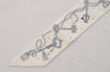 Authentic HERMES Twilly Scarf "Les Cles a Pois" Silk White 7336I