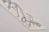 Authentic HERMES Twilly Scarf "Les Cles a Pois" Silk White 7336I