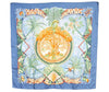 Authentic HERMES Carre 90 Scarf "ALOHA" Silk Blue 7342I