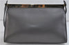 Authentic GUCCI Shoulder Hand Bag Purse Leather Gray Gold 7343C