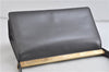 Authentic GUCCI Shoulder Hand Bag Purse Leather Gray Gold 7343C