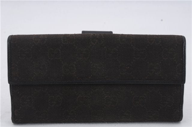 Authentic GUCCI Bifold Long Wallet Purse GG Canvas Leather Brown 2Set 7344D