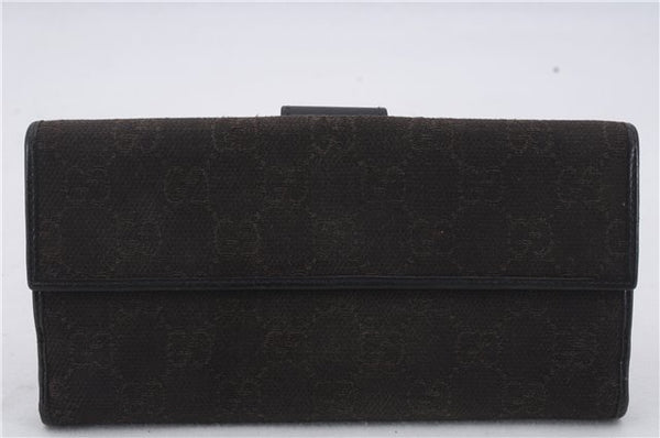 Authentic GUCCI Bifold Long Wallet Purse GG Canvas Leather Brown 2Set 7344D