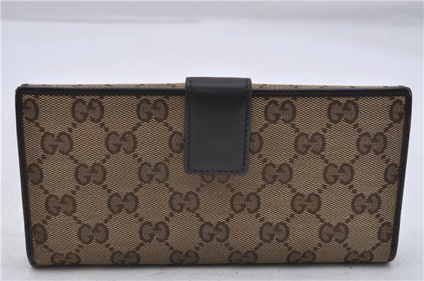 Authentic GUCCI Long Wallet Purse GG Canvas Leather 257012 Brown 7345D