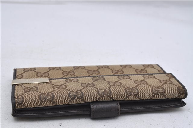 Authentic GUCCI Long Wallet Purse GG Canvas Leather 257012 Brown 7345D