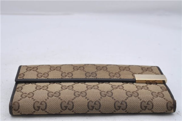 Authentic GUCCI Long Wallet Purse GG Canvas Leather 257012 Brown 7345D