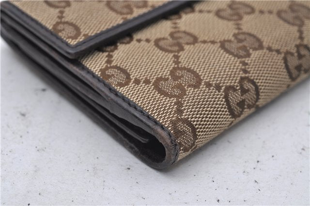 Authentic GUCCI Long Wallet Purse GG Canvas Leather 257012 Brown 7345D