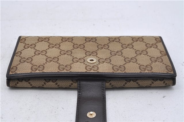 Authentic GUCCI Long Wallet Purse GG Canvas Leather 257012 Brown 7345D