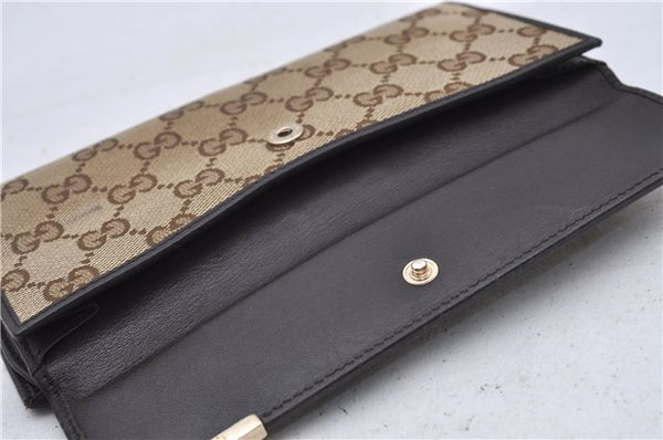 Authentic GUCCI Long Wallet Purse GG Canvas Leather 257012 Brown 7345D