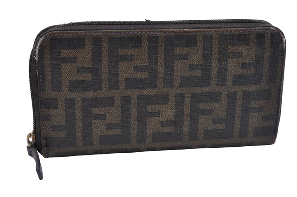 Authentic FENDI Zucca Long Wallet Purse PVC Leather Brown 7347D