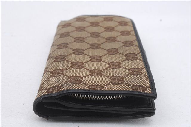 Authentic GUCCI Long Wallet Purse GG Canvas Leather 233024 Brown 7349D