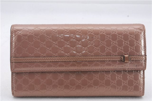 Authentic GUCCI Micro Guccissima Leather Long Wallet Purse 258405 Pink 7350D