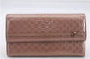 Authentic GUCCI Micro Guccissima Leather Long Wallet Purse 258405 Pink 7350D